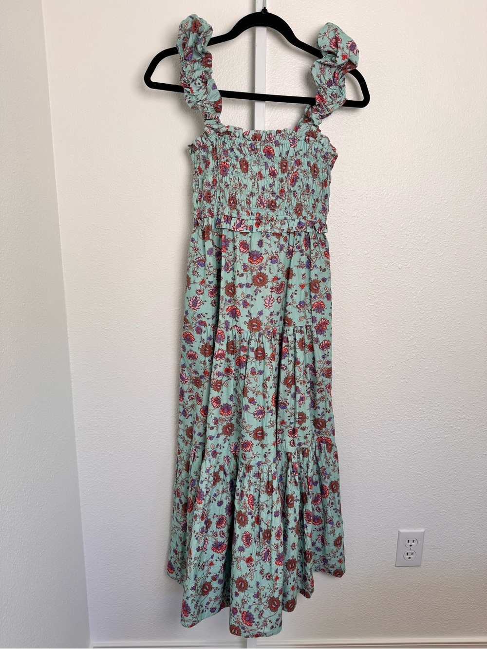 SEA NY Brita Floral Smocked Dress In Blue Size XS- NWT $395